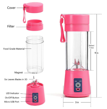 Portable Blender USB Rechargeable Juicer Cup Smoothies Mixer