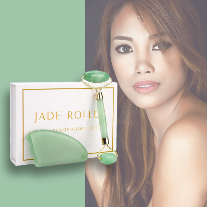 Sunray Jade Facial Roller With Heart Gua Sha - Cool Trends