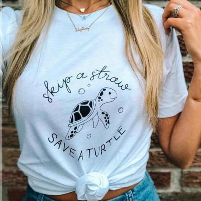 Skip A Straw Save A Turtle T-Shirt - Cool Trends